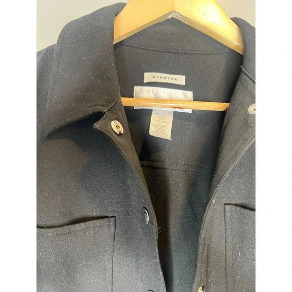 JONES NEW YORK SPORT SIZE LARGE 10 Black Stretch Button Front Jacket Coat SZ L - Picture 2 of 4